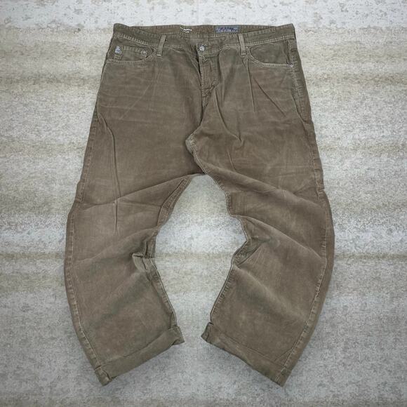 AG-ED Corduroy Pants Tan Baggy Wide Leg Fit Flat Front - Picture 2 of 4